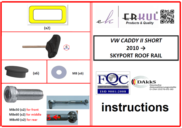 volkswagen Caddy roof rails instruction