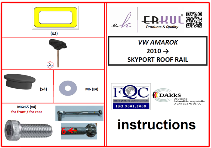 Volkswagen Amarok roof rails Instructions