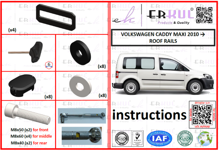 Volkswagen Caddy Maxi roof rails instructions